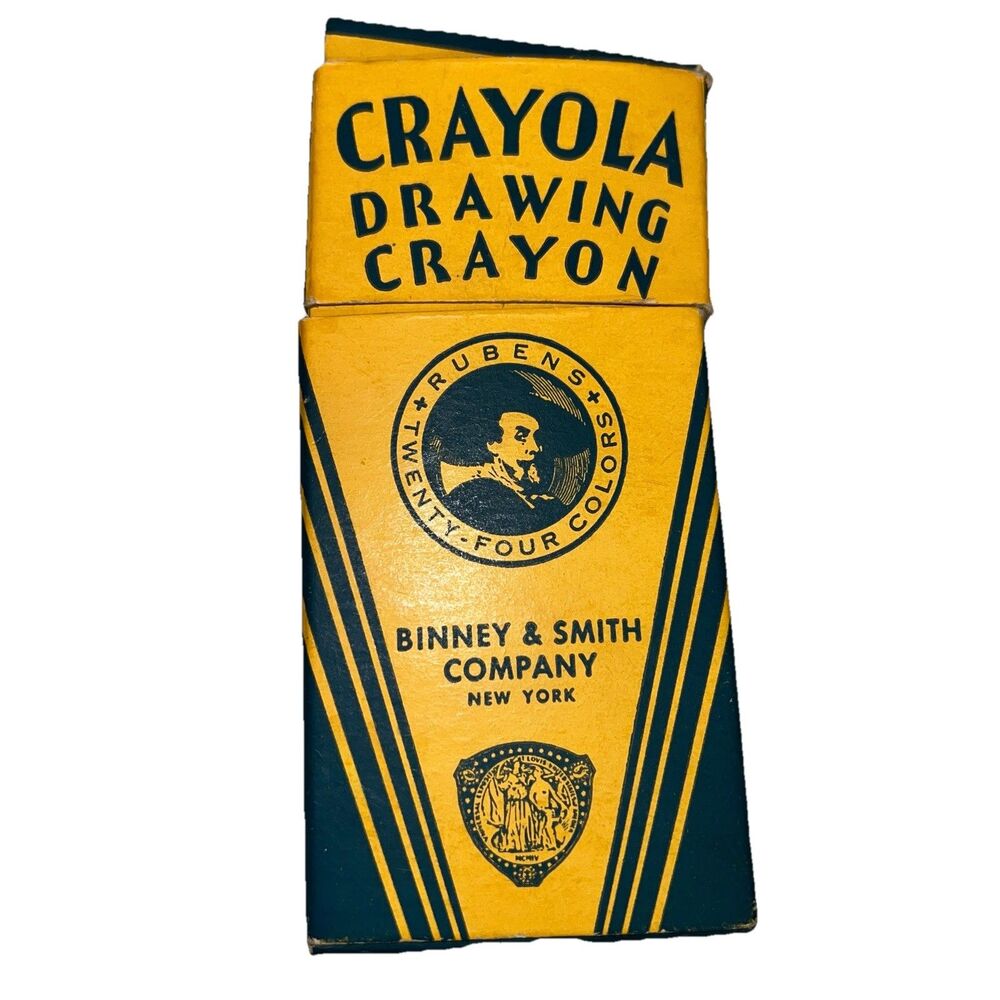 Vintage 1940s - 50's Crayola Drawing Crayons Rubens 24 Colors Binney & Smith Co